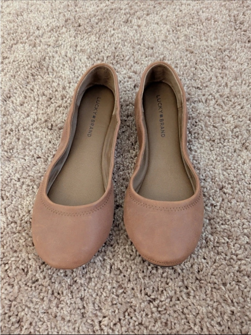 Lucky Brand Blush Tan Ballet Flats Leather Emmie Size 7.5M - Picture 2 of 9